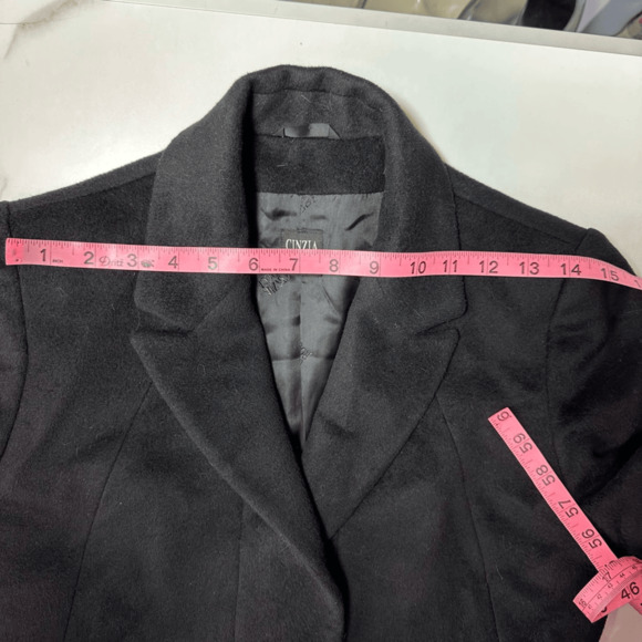 Cinzia Rocca Womens Wool Angora Dress Coat Size S Black Satin Pockets Coquette - Picture 10 of 16